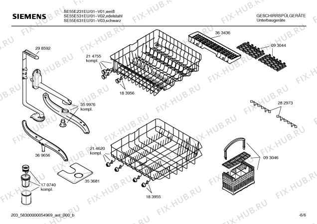 Взрыв-схема посудомоечной машины Siemens SE55E231EU - Схема узла 06