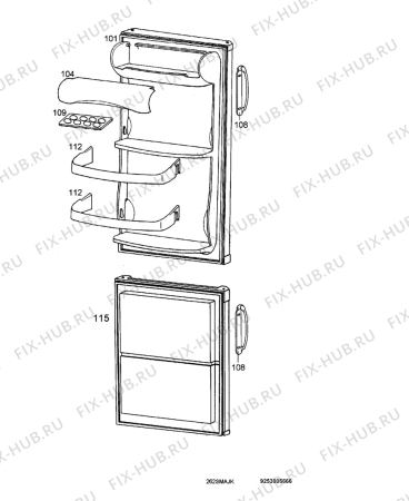 Взрыв-схема холодильника Castor CFC28S - Схема узла Door 003
