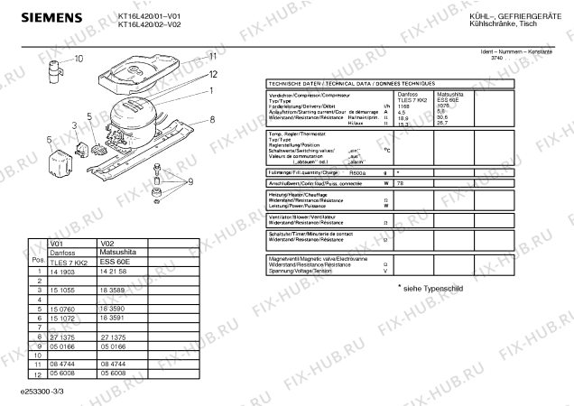 Взрыв-схема холодильника Siemens KT16L420 - Схема узла 03