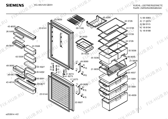 Взрыв-схема холодильника Siemens KG40U123GB - Схема узла 02
