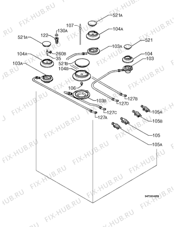 Взрыв-схема плиты (духовки) Zanussi ZLW66AMS - Схема узла Functional parts 267