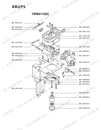 Взрыв-схема кофеварки (кофемашины) Krups F8964110(0) - Схема узла YP001871.8P2