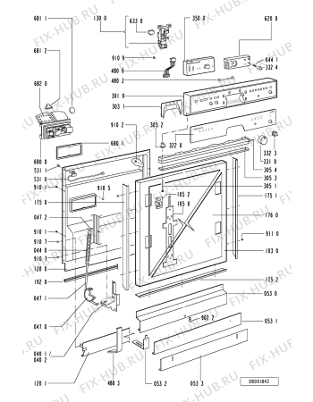Схема №1 GSU 4644/1 RW-WS с изображением Микромодуль для посудомоечной машины Whirlpool 481221478537