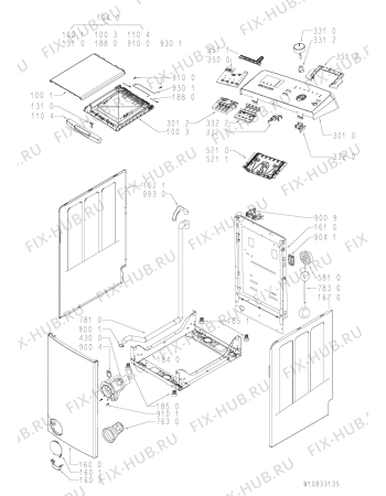 Схема №1 ITWD 51052 W (EU) с изображением Декоративная панель для стиральной машины Whirlpool 481010822112
