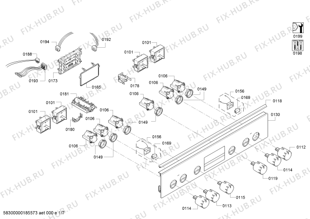Схема №3 HCA744660R с изображением Ручка переключателя для плиты (духовки) Bosch 00637685