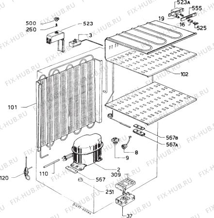 Взрыв-схема холодильника Zoppas PH125VA - Схема узла Refrigerator cooling system