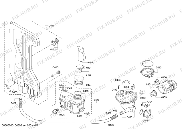 Взрыв-схема посудомоечной машины Bosch SMS30E02ME Power 55, Electronic - Схема узла 04