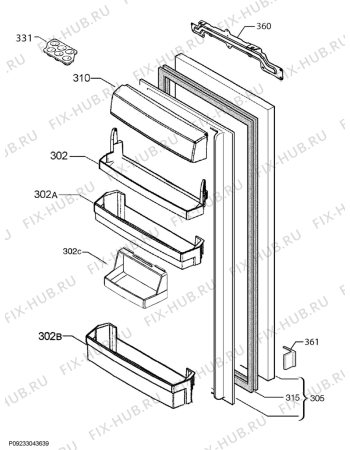 Взрыв-схема холодильника Aeg SKE68821AF - Схема узла Door 003
