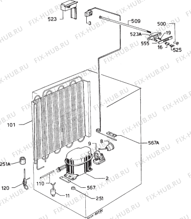 Взрыв-схема холодильника Zanussi ZVC44LE - Схема узла Cooling system 017