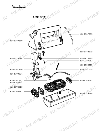 Взрыв-схема блендера (миксера) Moulinex A59328(1) - Схема узла 1P000655.3P2