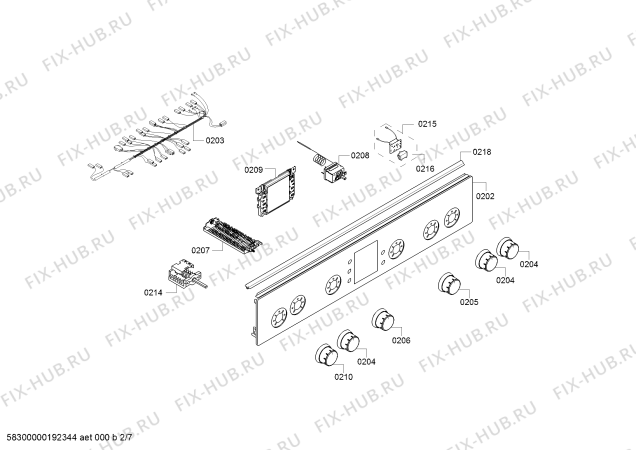 Взрыв-схема плиты (духовки) Bosch HGD74D250E - Схема узла 02