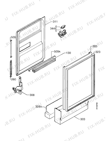 Взрыв-схема посудомоечной машины Aeg FAV5470W - Схема узла Door 003