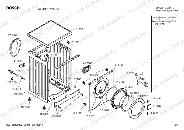 Схема №1 WFD2061BY BOSCH WFD 2061 с изображением Панель управления для стиралки Bosch 00440194