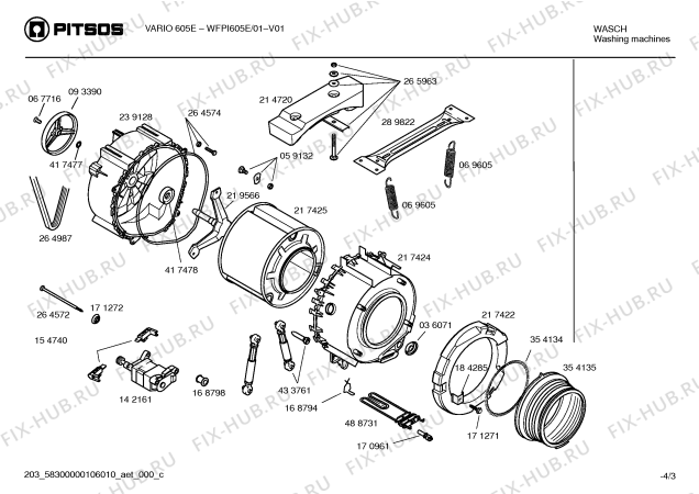 Взрыв-схема стиральной машины Pitsos WFPI605E VARIO 605E - Схема узла 03