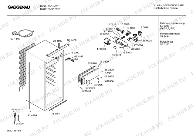 Схема №1 IK437120 с изображением Инструкция по эксплуатации Gaggenau для холодильной камеры Bosch 00526282