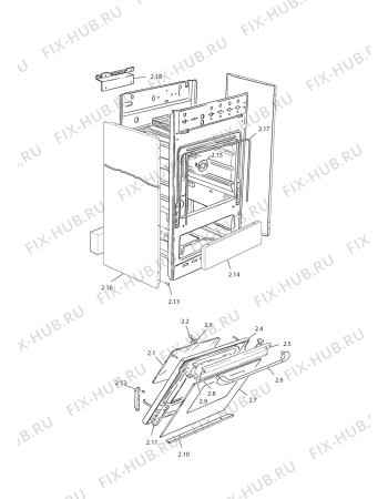 Взрыв-схема плиты (духовки) DELONGHI SGW 554 GB - Схема узла 2