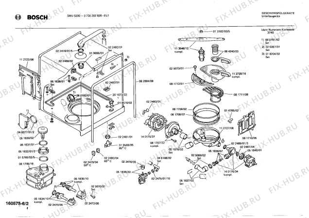 Взрыв-схема посудомоечной машины Bosch 0730202826 SMU5200 - Схема узла 02