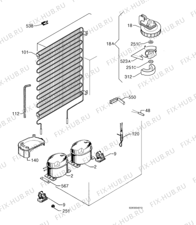 Взрыв-схема холодильника Zanussi ZK23/11EDL - Схема узла Cooling system 017