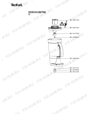 Взрыв-схема кухонного комбайна Tefal DO514138/700 - Схема узла 1P004899.7P3