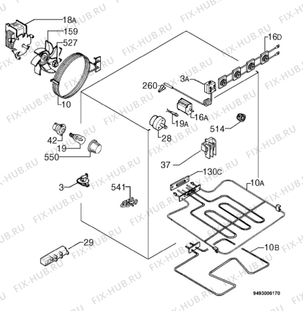 Взрыв-схема плиты (духовки) Zanussi ZHM833IWA - Схема узла Electrical equipment 268