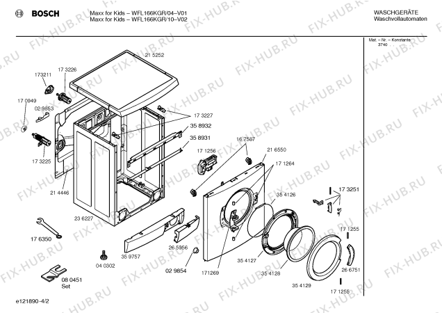 Схема №2 WFL166KGR MAXX FOR KIDS с изображением Таблица программ для стиралки Bosch 00528600