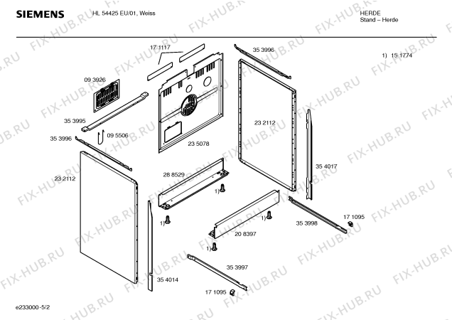 Взрыв-схема плиты (духовки) Siemens HL54425EU - Схема узла 02