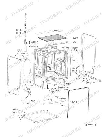 Схема №2 ADL 950 -n.prod. с изображением Панель для посудомоечной машины Whirlpool 480140102619