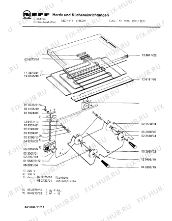 Взрыв-схема плиты (духовки) Neff 1313261031 1067/111LHRCDM - Схема узла 11