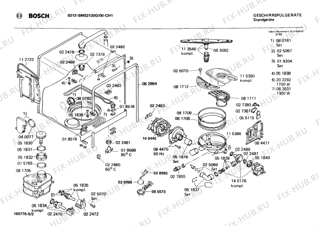 Взрыв-схема посудомоечной машины Bosch SMS2120G S212 - Схема узла 02