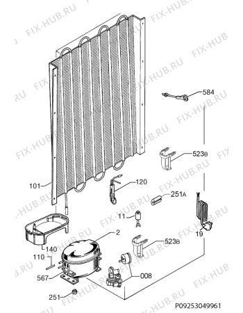 Взрыв-схема холодильника Zanussi ZBB25430SA - Схема узла Cooling system 017