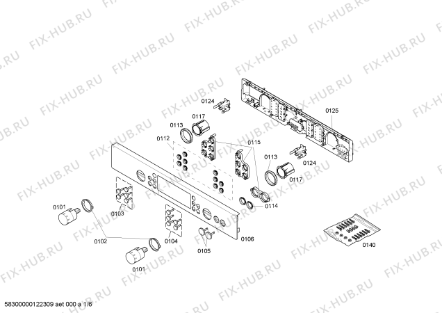 Схема №1 HBC86P771 с изображением Панель управления для плиты (духовки) Bosch 00661911
