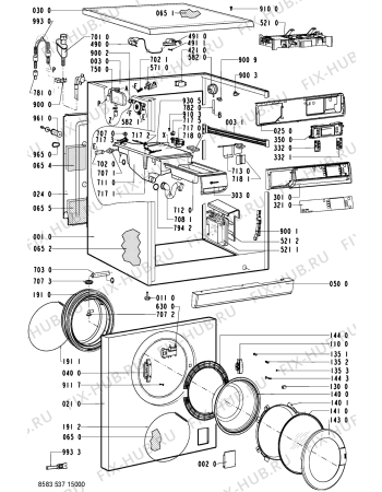 Схема №1 WAL 10988/2-D с изображением Микромодуль для стиральной машины Whirlpool 481223958016