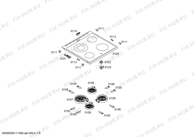 Схема №1 HLN423040E с изображением Стеклокерамика для духового шкафа Bosch 00244236