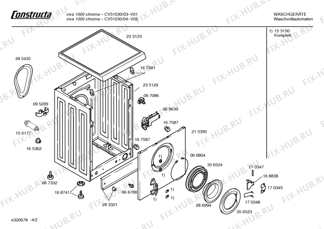 Схема №1 CV51030 Constructa VIVA 1000 S с изображением Панель управления для стиралки Bosch 00356520