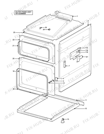 Взрыв-схема плиты (духовки) Electra EL323GR - Схема узла H10 Outer Frame