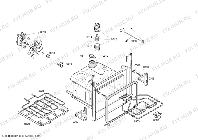 Взрыв-схема плиты (духовки) Bosch HBN42S551E Horno bosch ind.mltf_basc.inox.reloj et - Схема узла 03