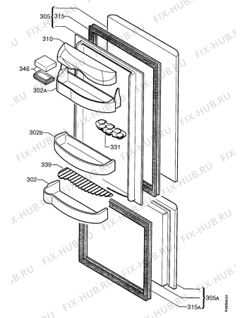 Взрыв-схема холодильника Castor CM3614DB - Схема узла Doors