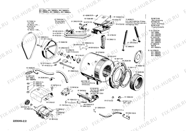 Взрыв-схема стиральной машины Siemens WV1900A SIWAMAT 190 - Схема узла 02