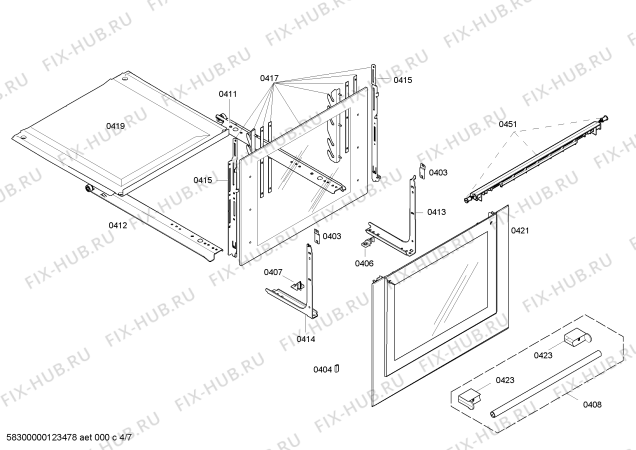 Схема №2 HL444200V с изображением Стеклокерамика для электропечи Siemens 00476426