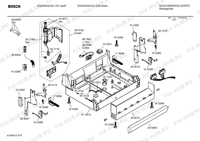 Взрыв-схема посудомоечной машины Bosch SGS49A22 - Схема узла 05