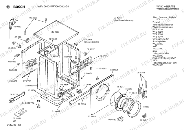 Схема №1 WFV5800FG WFV5800 с изображением Вкладыш в панель для стиралки Bosch 00088614