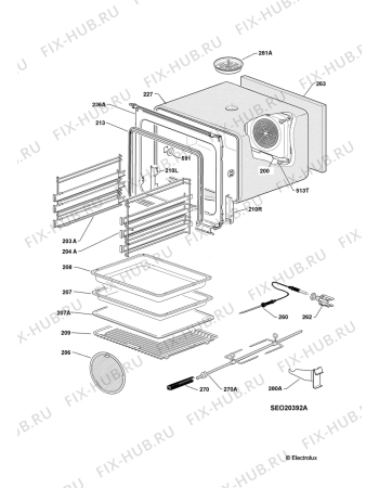 Взрыв-схема плиты (духовки) Electrolux EBSL6SP - Схема узла Oven