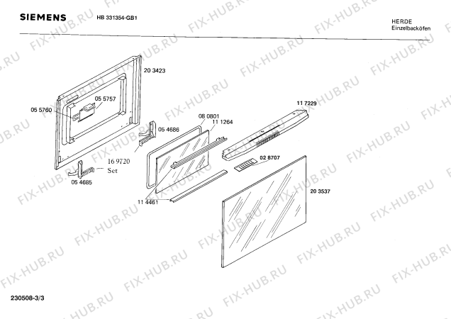 Схема №1 HE3303 с изображением Ручка для плиты (духовки) Siemens 00117229