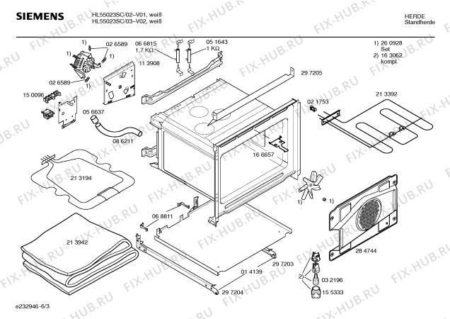 Схема №1 HL55023SC с изображением Инструкция по эксплуатации для духового шкафа Siemens 00523153