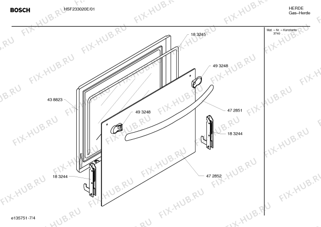 Взрыв-схема плиты (духовки) Bosch HSF233020E - Схема узла 04