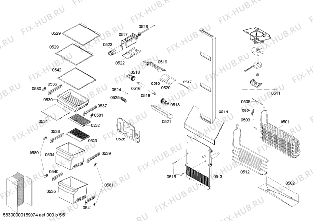 Взрыв-схема холодильника Siemens KA62DV78 - Схема узла 05