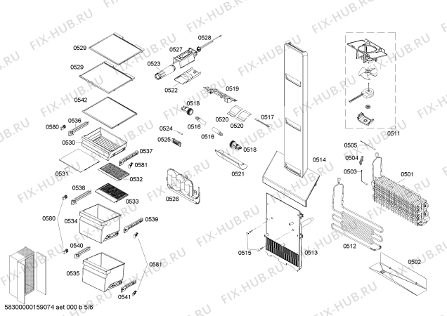 Схема №1 K5920L0GB с изображением Дверь для холодильной камеры Bosch 00248170