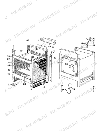 Взрыв-схема плиты (духовки) Electrolux EK6504/1 - Схема узла Oven equipment