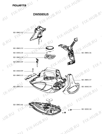 Схема №1 DW5085U5 с изображением Кнопка для электропарогенератора Rowenta RS-DW0133