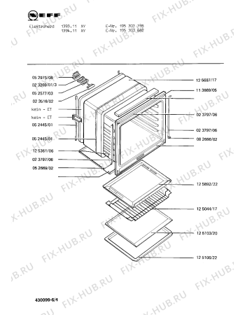 Взрыв-схема плиты (духовки) Neff 195303395 1393.11XY - Схема узла 04